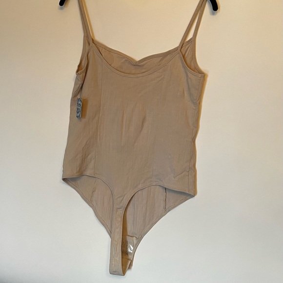 Cream (L) Free People spaghetti strap, thong bodysuit - Picture 2 of 5